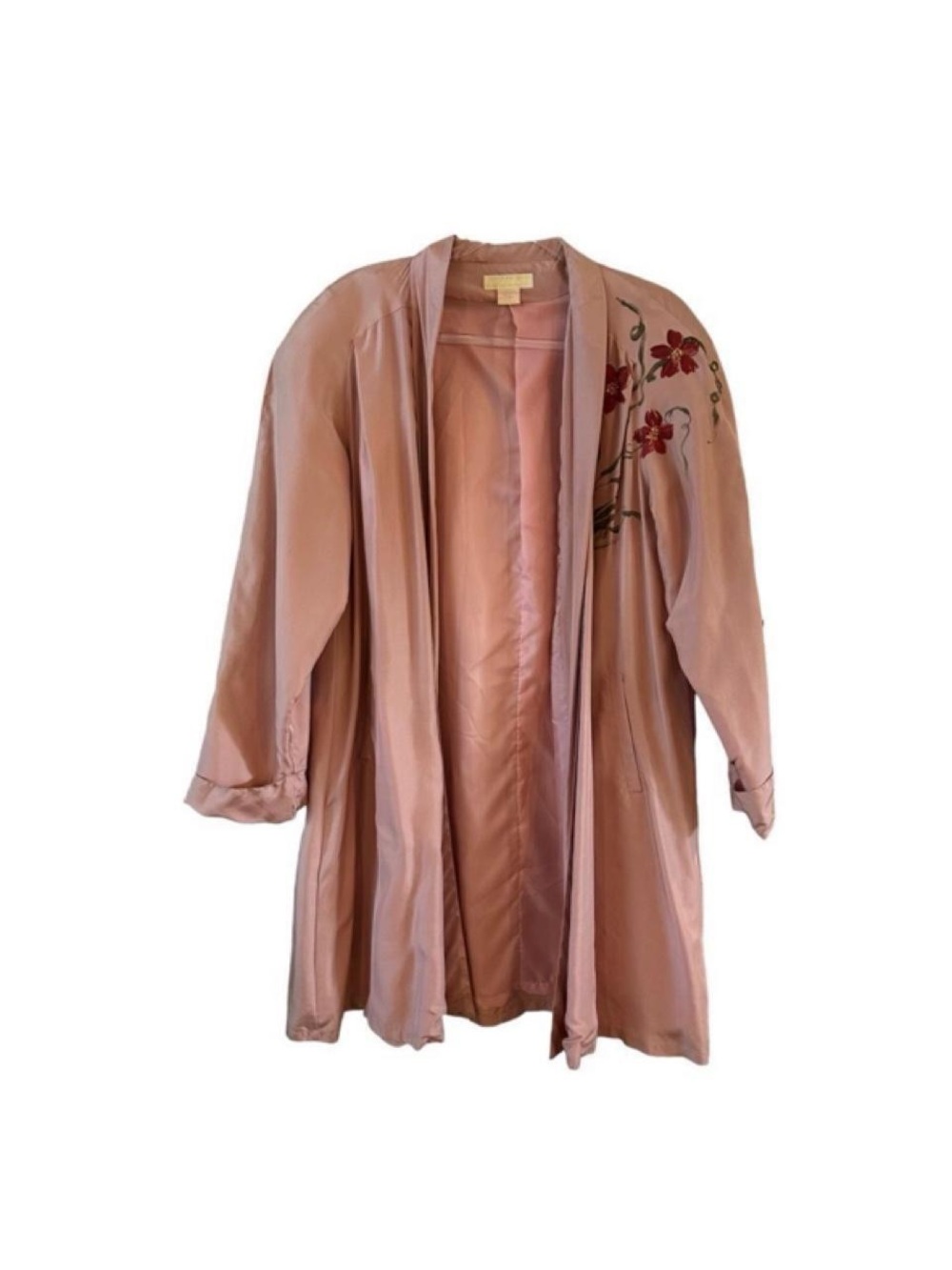 Silk Pink Embroidered Robe - Women's Intimates
